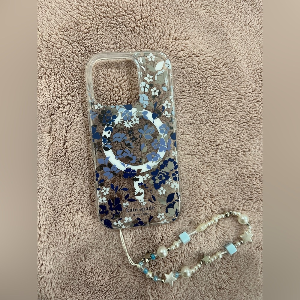 Kate Spade Clear Case with Blue Floral Design